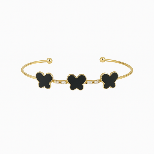 Golden Clover Charm Cuff Bracelet - GEN Z JEWELRY
