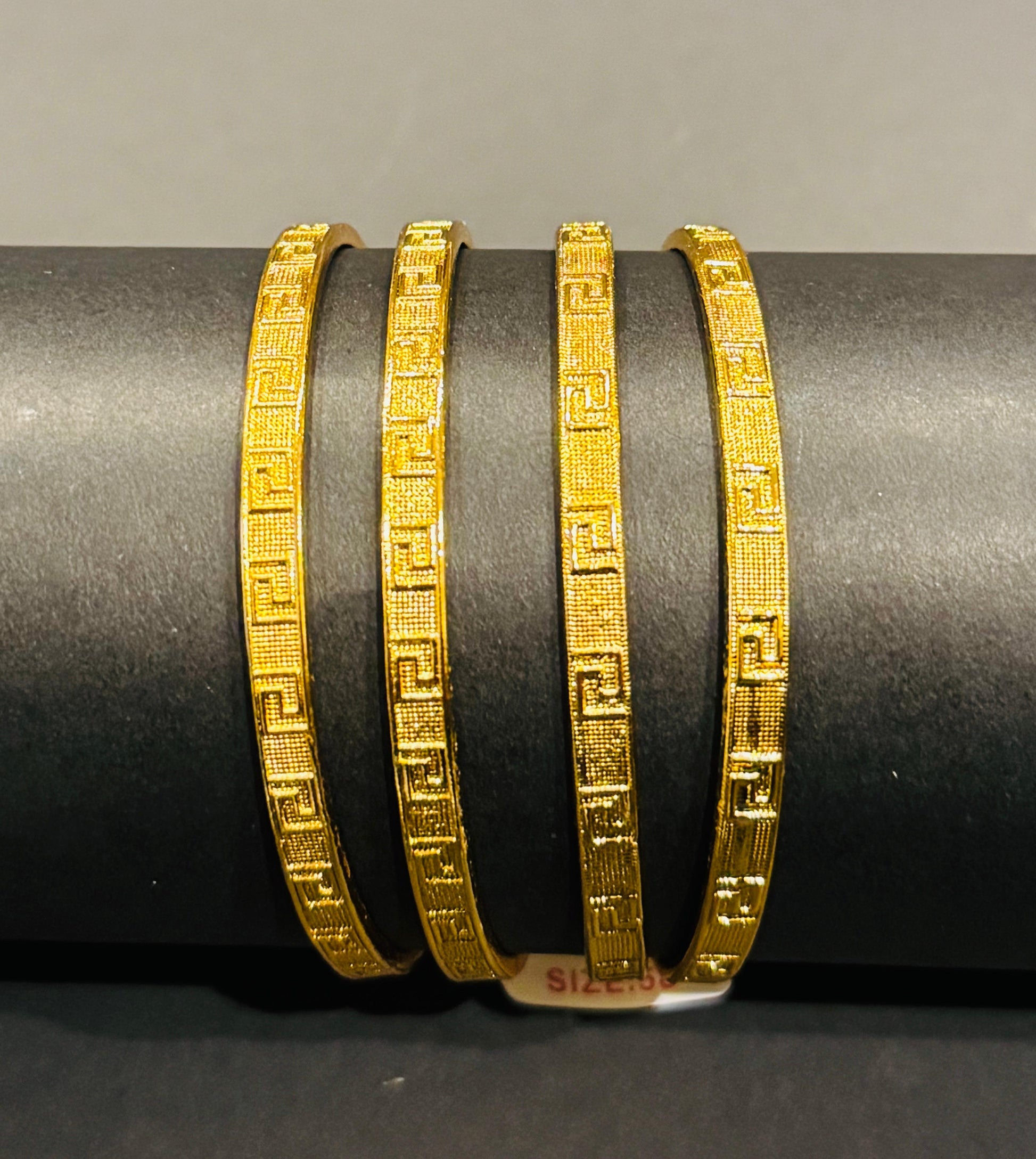 Greek Key Gold Bangles (Set of 4) - GEN Z JEWELRY