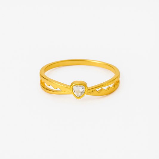 Golden Heartbeat Ring - GEN Z JEWELRY