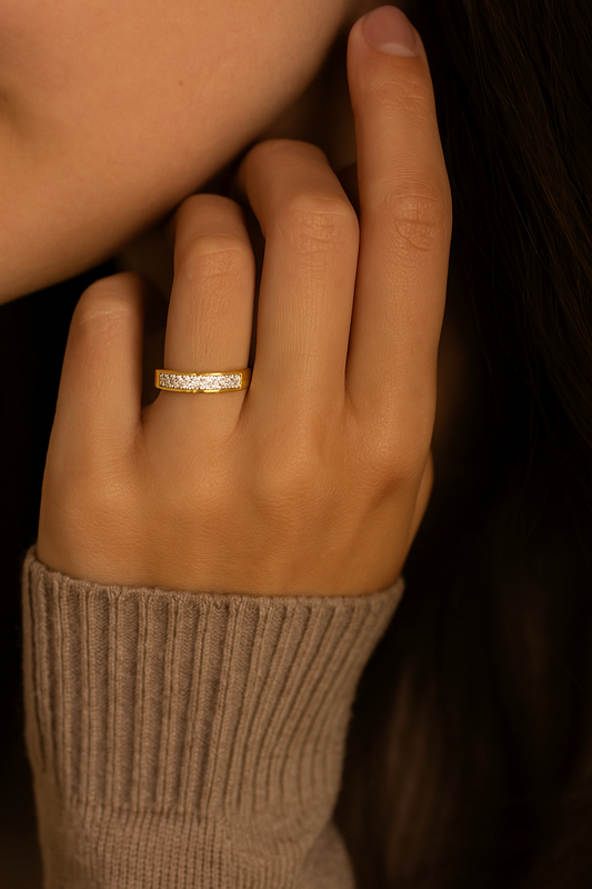 Golden Pave Crystal Band Ring - GEN Z JEWELRY