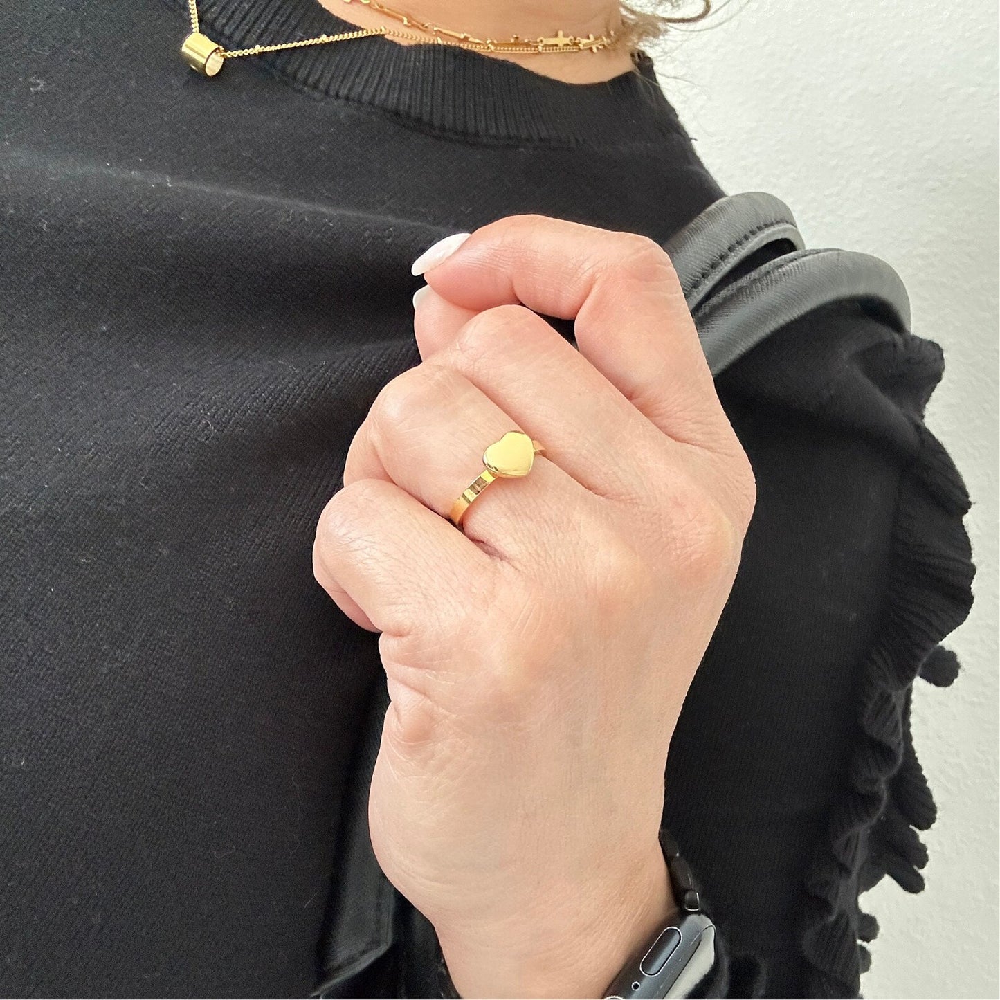 Stainless Steel Heart Ring Gold  Ring - GEN Z JEWELRY