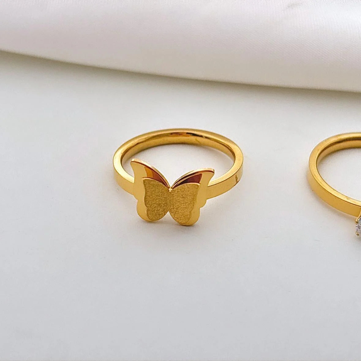Stainless Steel Gold Plated Shimmering Butterfly Ring - GEN Z JEWELRY