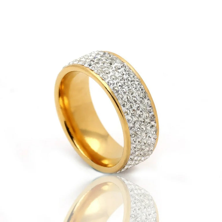 Golden Pave Crystal Band Ring - GEN Z JEWELRY