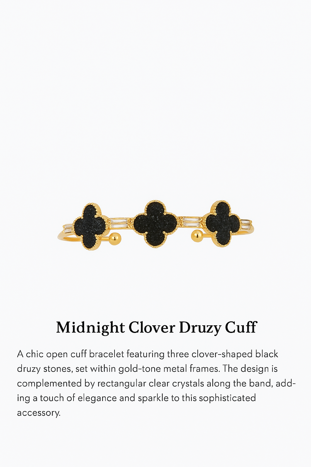 Midnight Clover Druzy Cuff - GEN Z JEWELRY