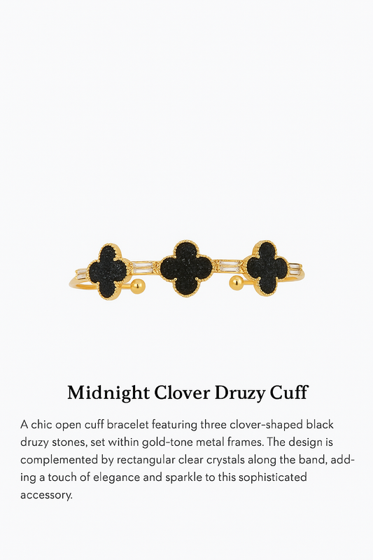 Midnight Clover Druzy Cuff - GEN Z JEWELRY