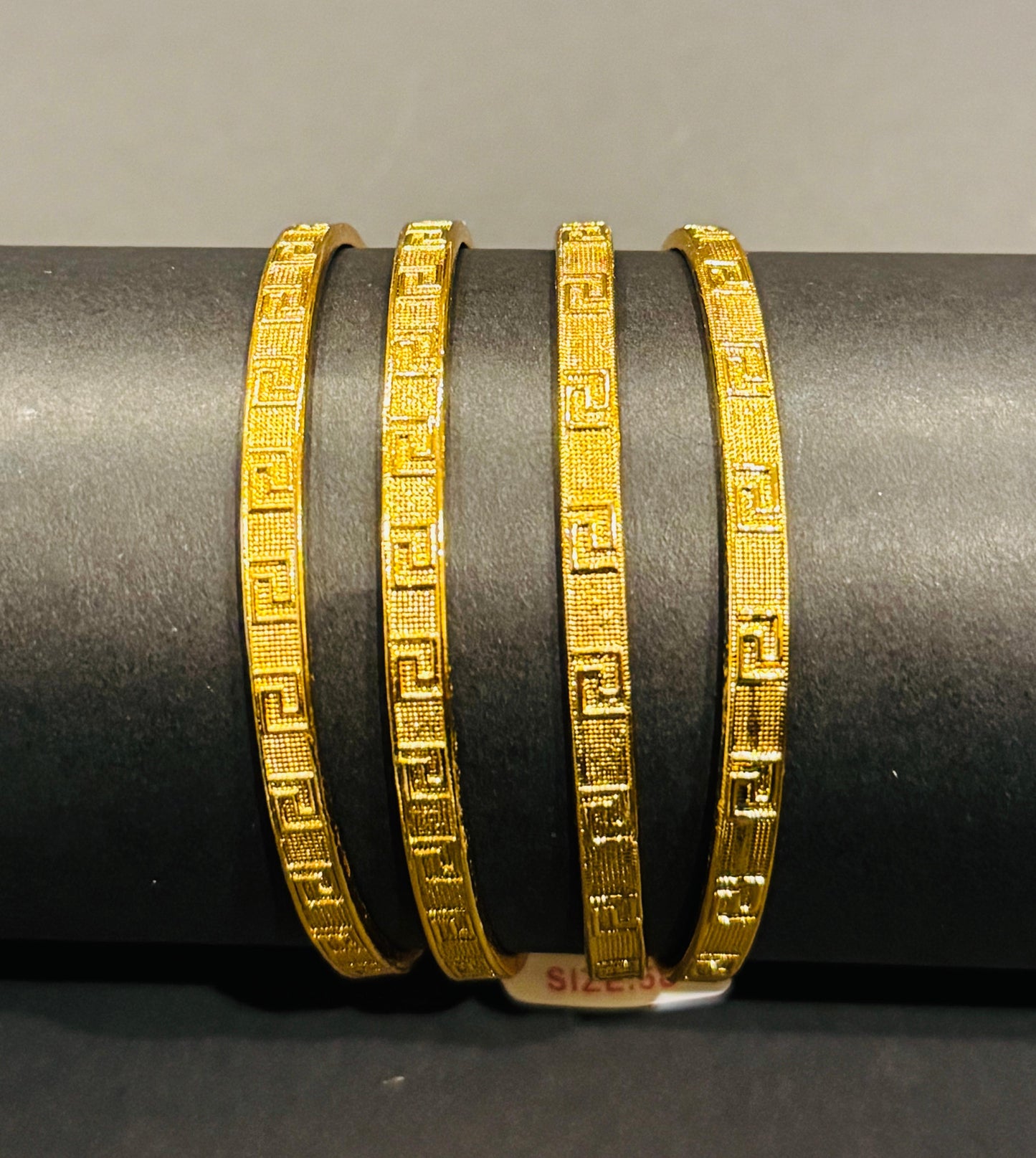 Greek Key Gold Bangles (Set of 4) - GEN Z JEWELRY