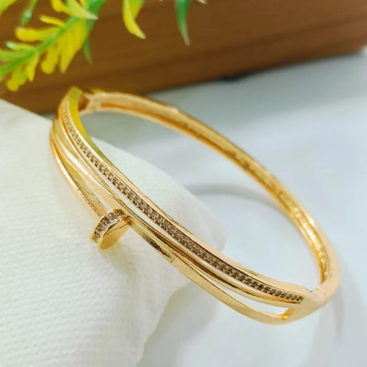 Golden Pave Nail Bangle Bracelet - GEN Z JEWELRY